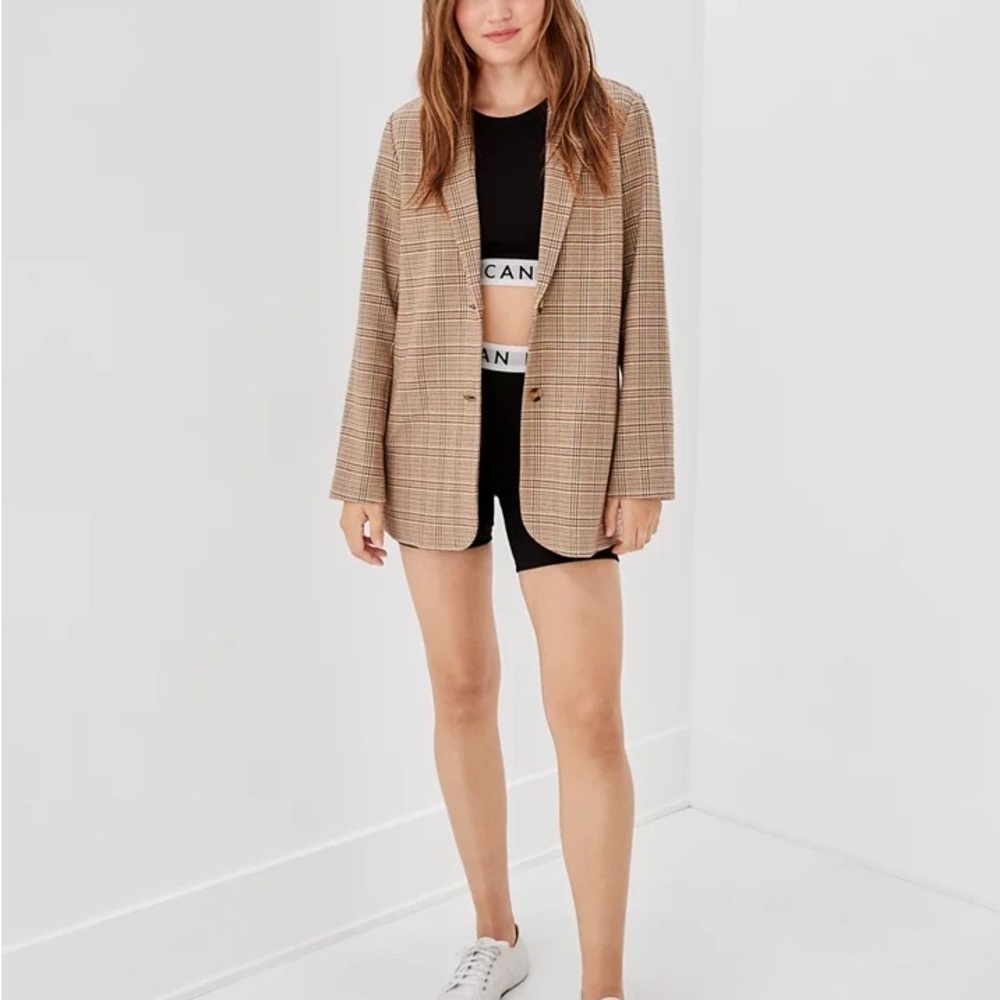 American Eagle Jacket Women’s XXS AE Plaid Blaze Brown Oversized